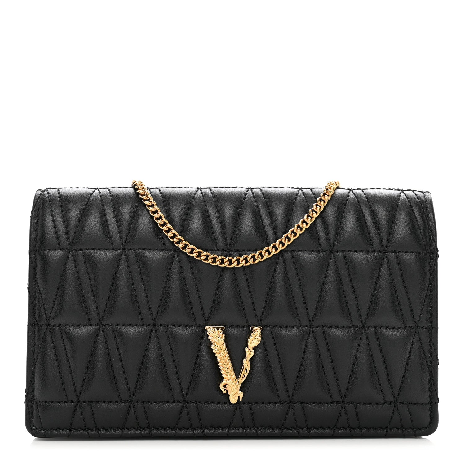 Versace Nappa Quilted Virtus Clutch Bag Black 1 of 10