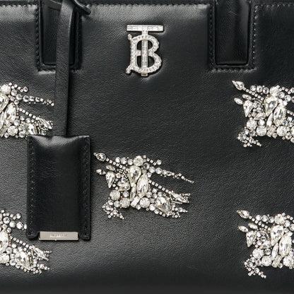 Burberry Calfskin Crystal Equestrian Knight Small Frances Tote Black 8 of 10
