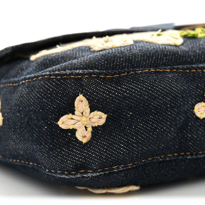 Fendi Denim Flower Applique Baguette Blue 8 of 11