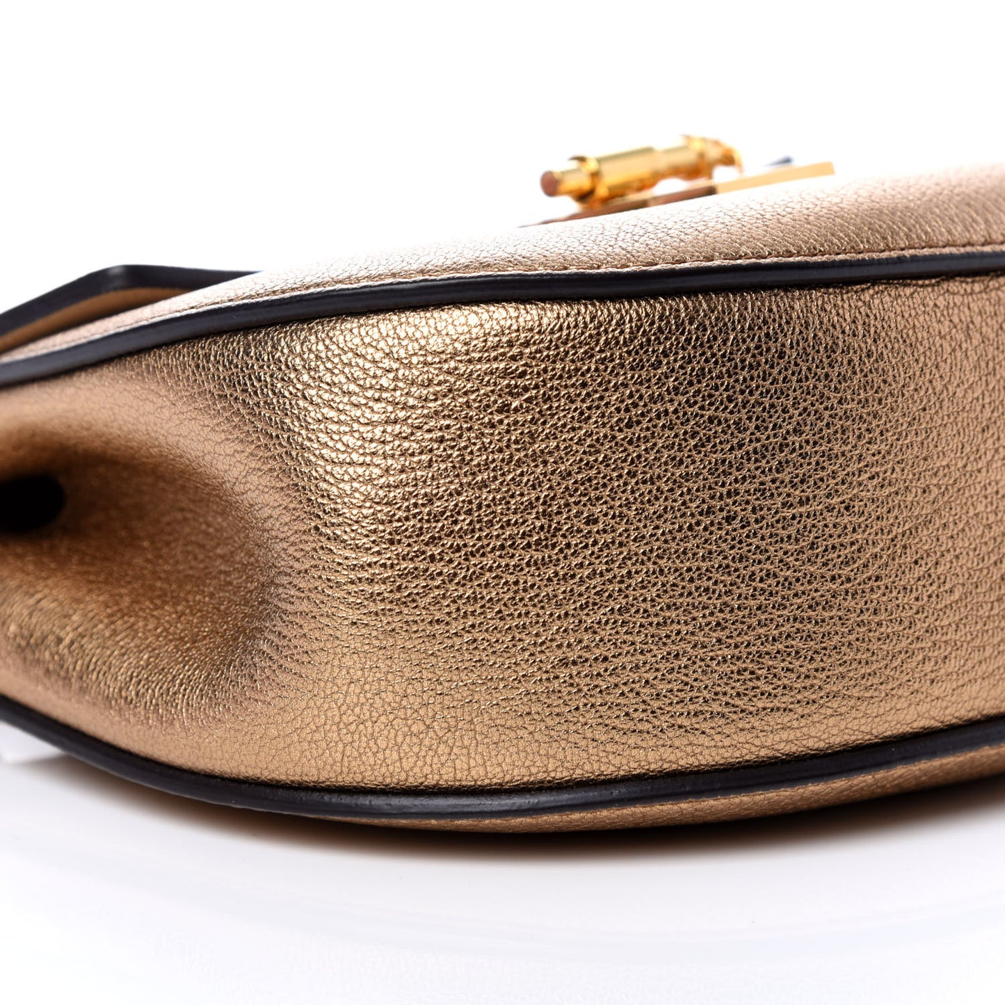 Metallic Goatskin Mini Drew Shoulder Bag Gold