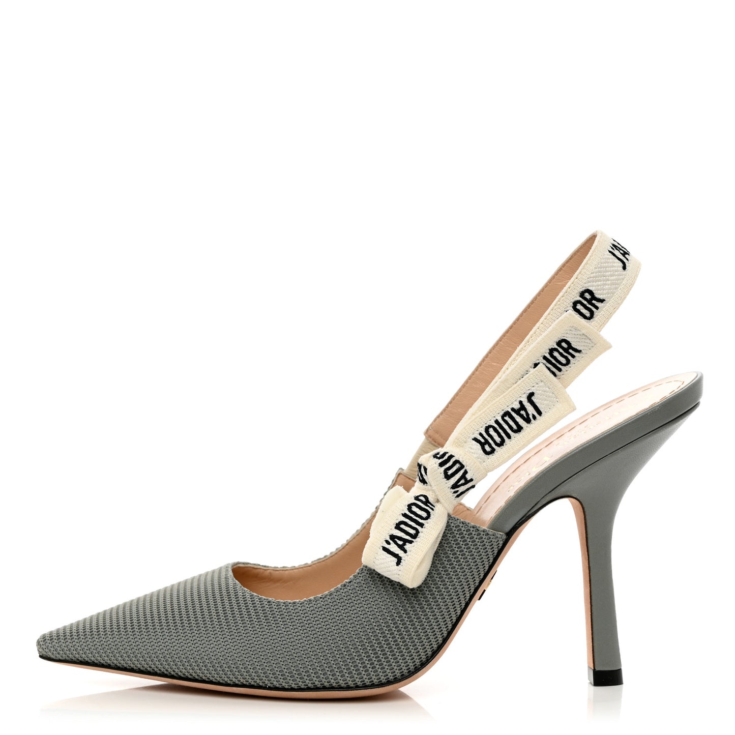 Technical Canvas Ribbon J'Adior Slingback 100mm Pumps 39.5 Grey Stone