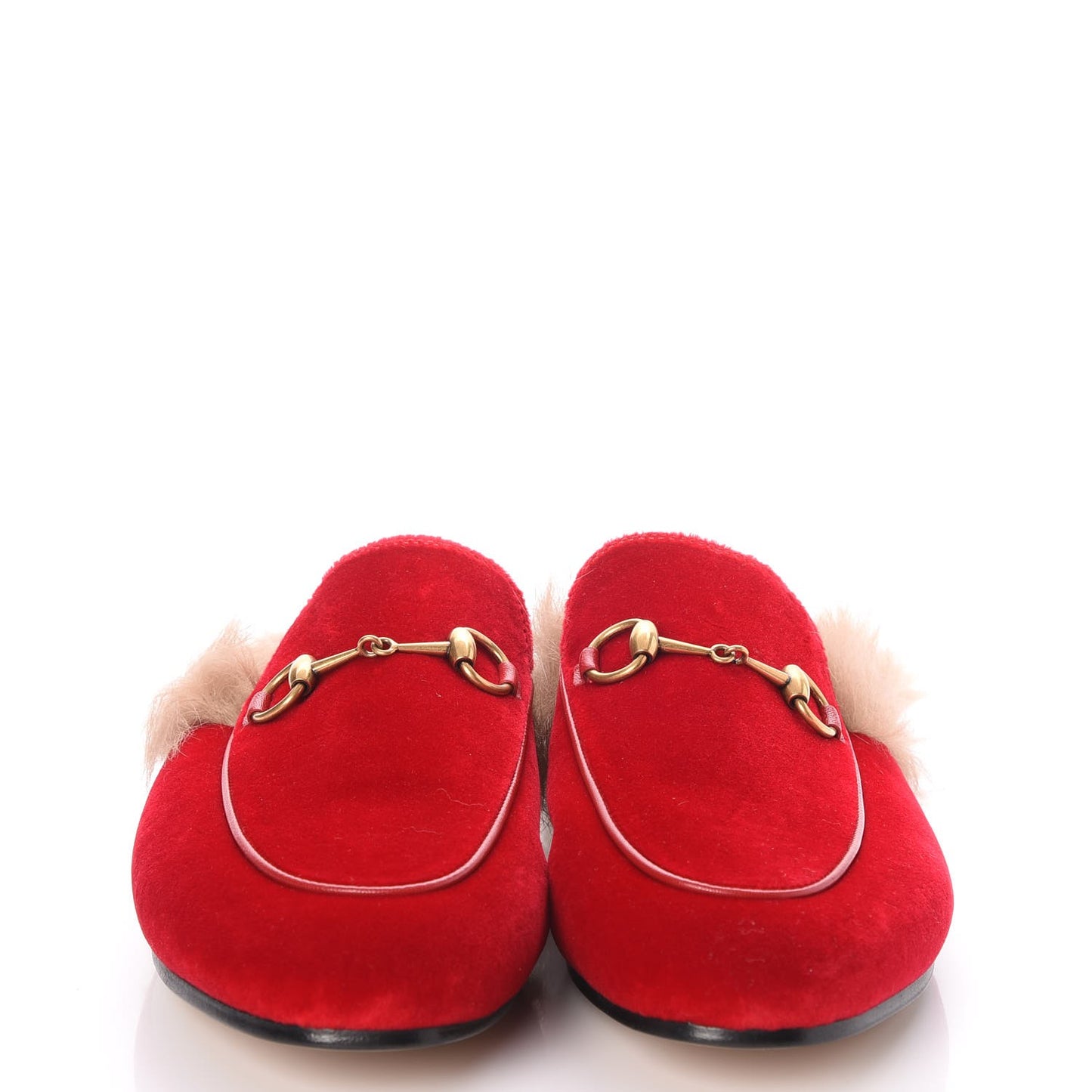 Velvet Fur Womens Princetown Slippers 39 Hibiscus Red