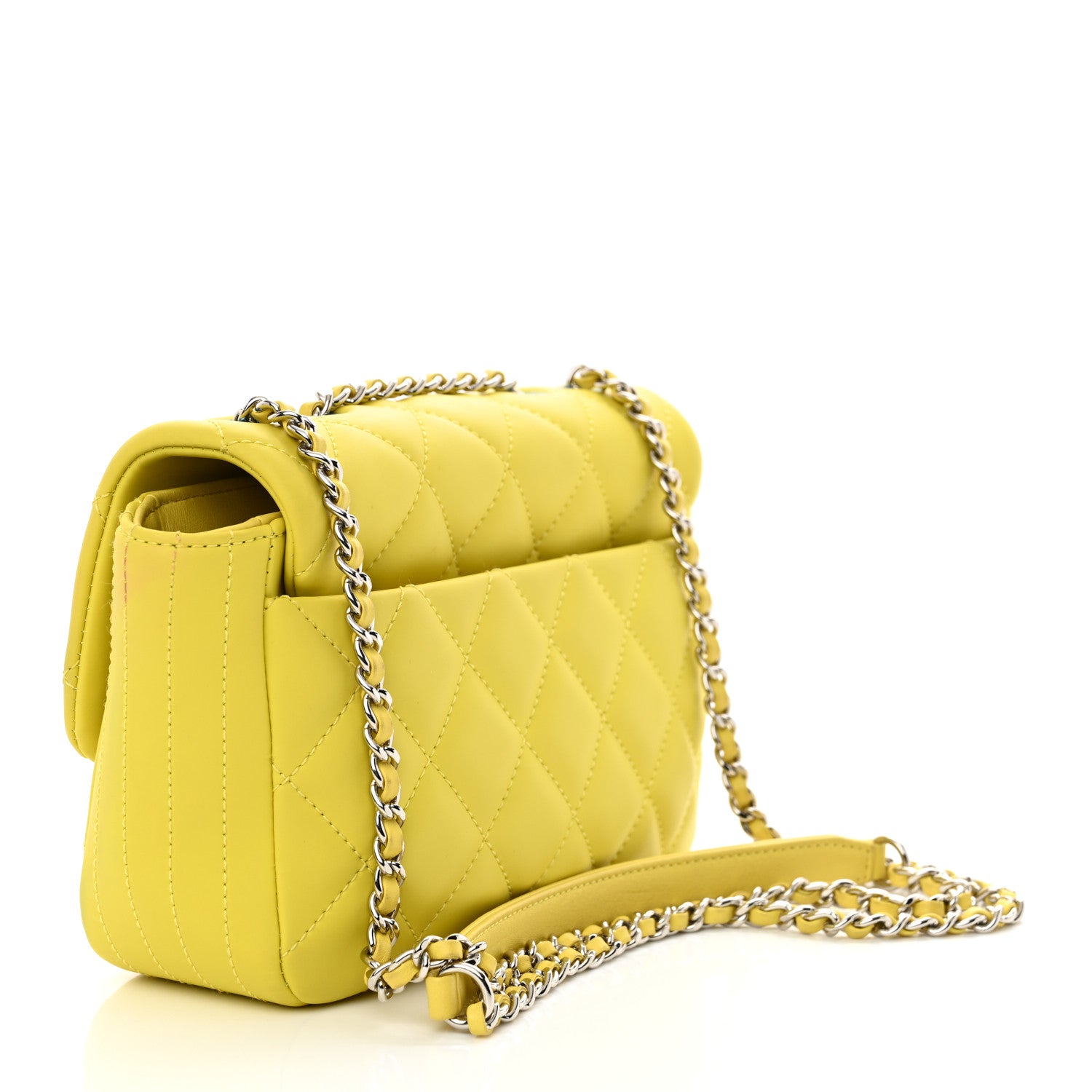 Chanel Rubber Quilted Lambskin Mini Square Coco Rain Flap Yellow 4 of 14
