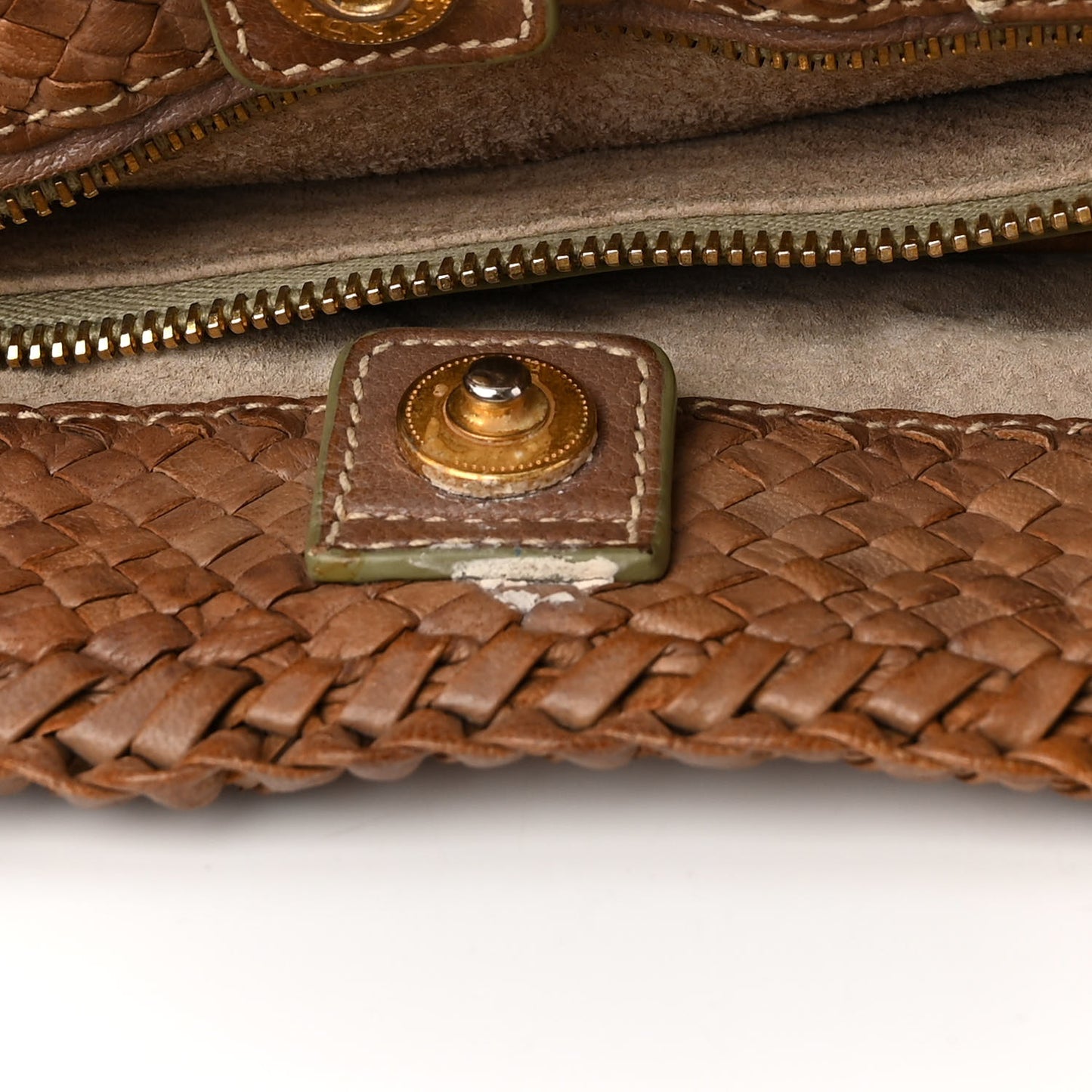 Goatskin Woven Shopping Tote Cacao