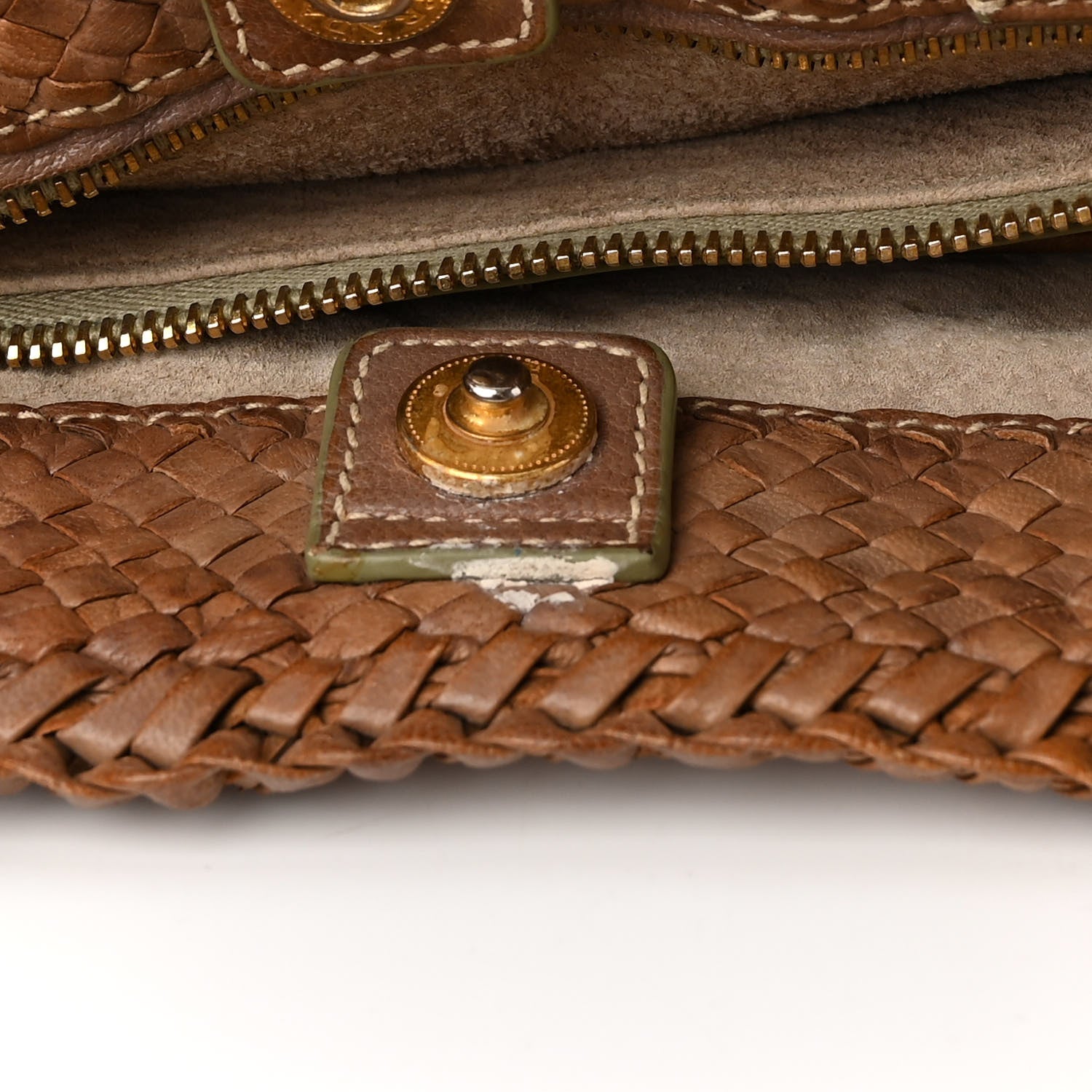 Prada Goatskin Woven Shopping Tote Cacao 16 of 16