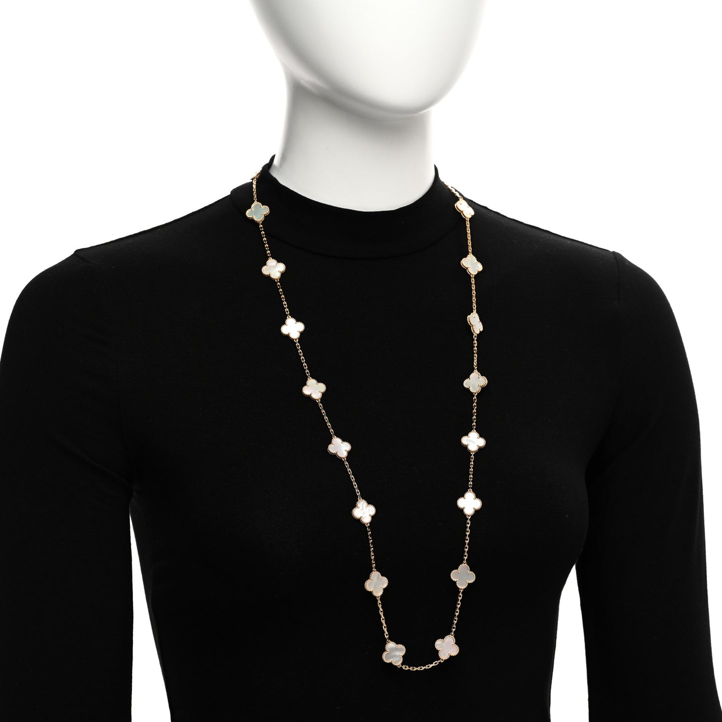 18K Yellow Gold Mother of Pearl 20 Motifs Vintage Alhambra Necklace