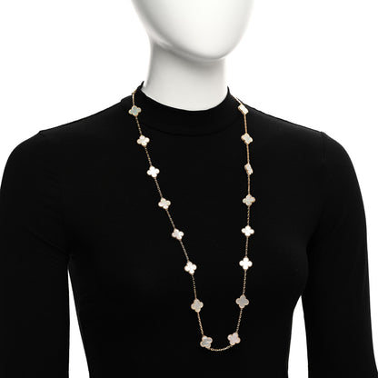 Van Cleef & Arpels 18K Yellow Gold Mother of Pearl 20 Motifs Vintage Alhambra Necklace 2 of 6