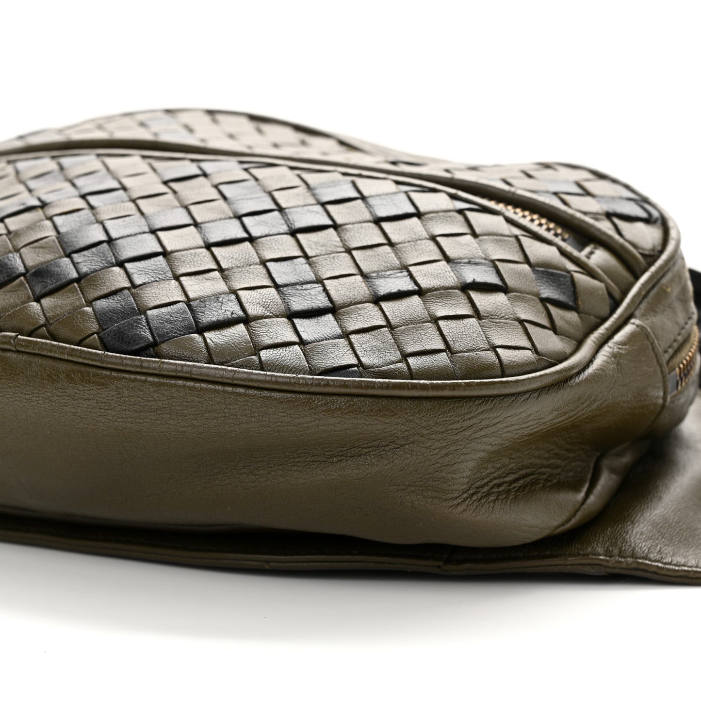 Nappa Intrecciato Belt Bag Khaki Black