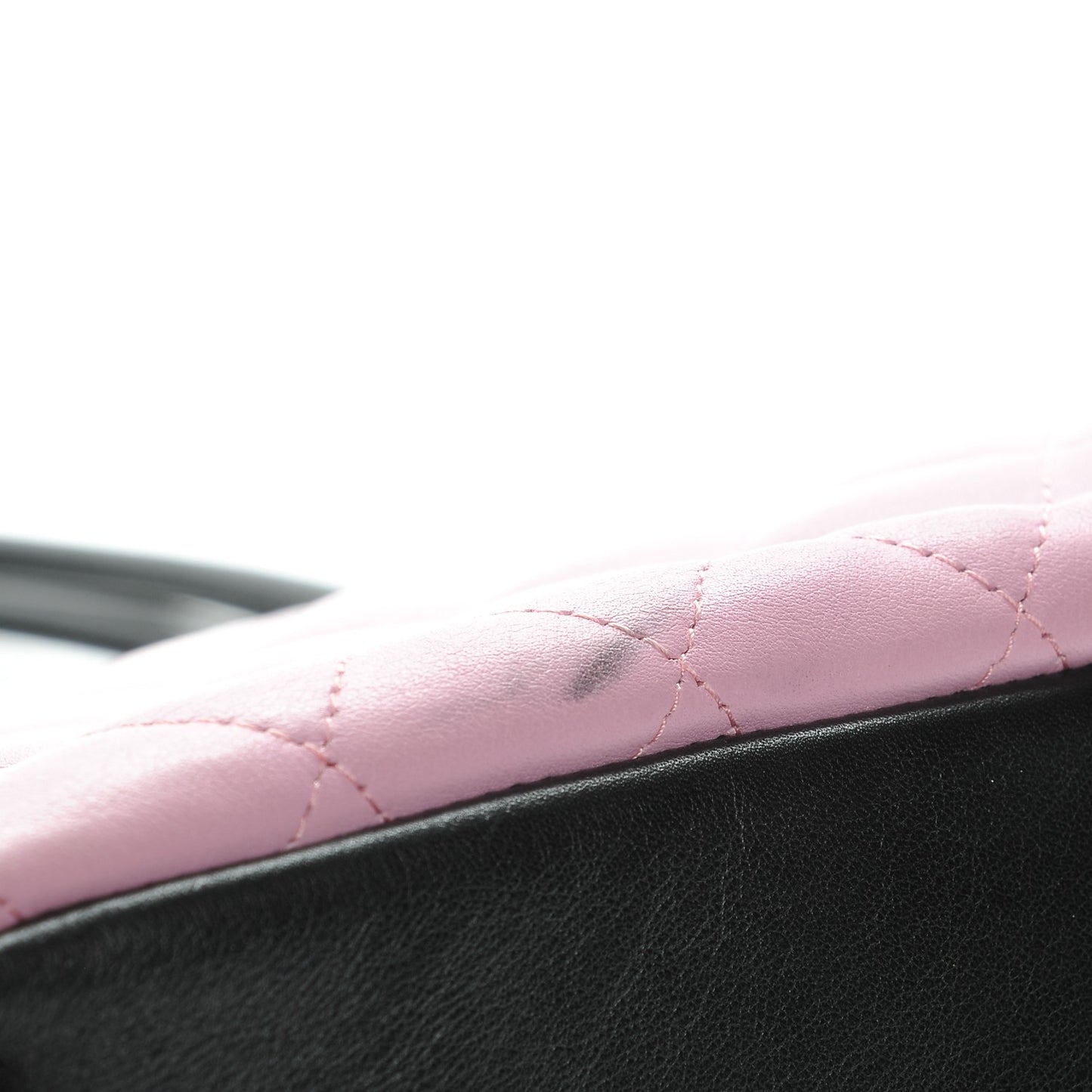 Calfskin Quilted Large Cambon Tote Pink Black