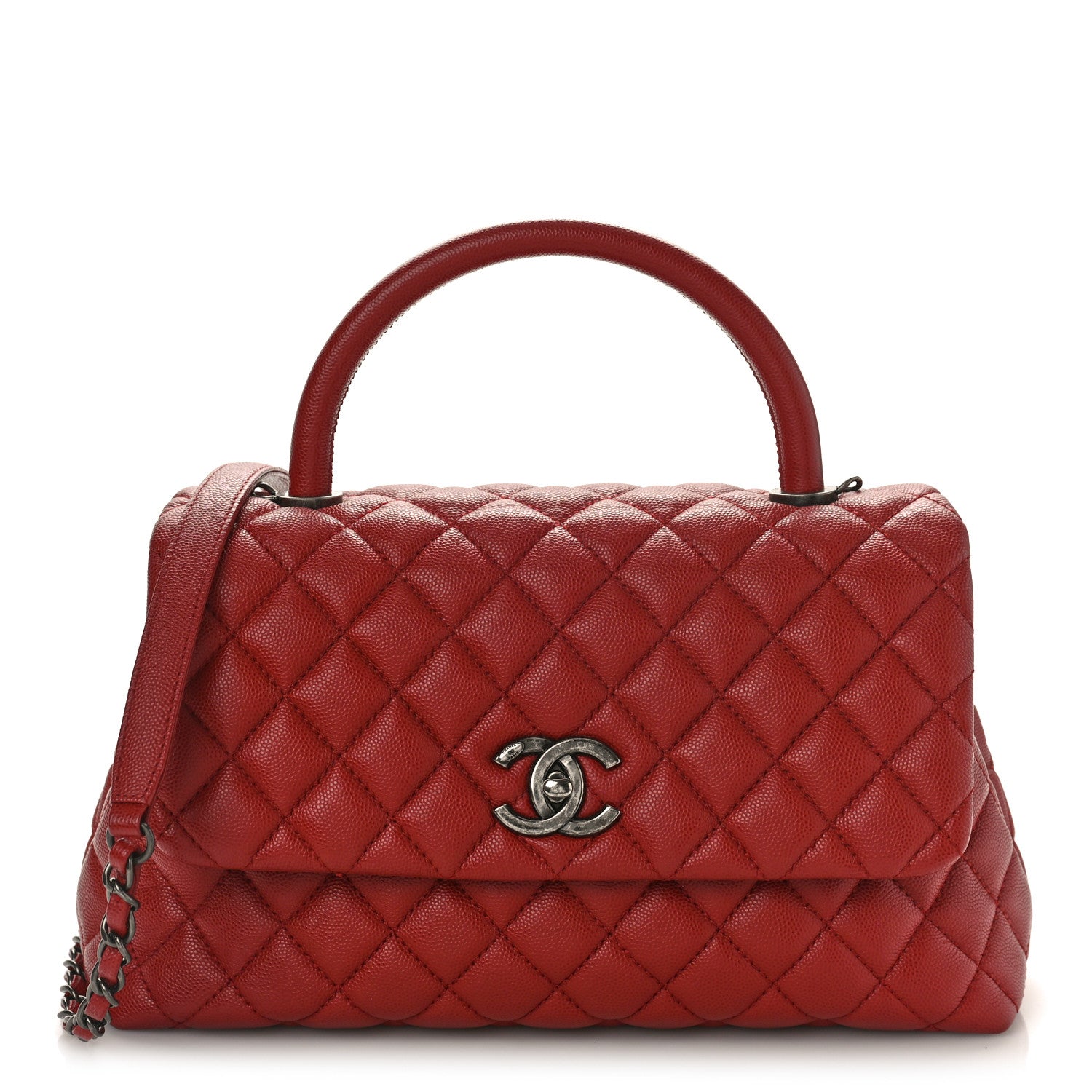 Chanel Caviar Quilted Small Coco Handle Flap Dark Red 1 of 9
