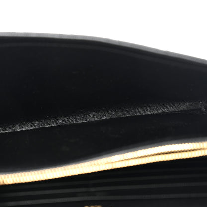Saint Laurent Grain De Poudre Mixed Matelasse Triquilt Monogram Chain Wallet Black 5 of 13