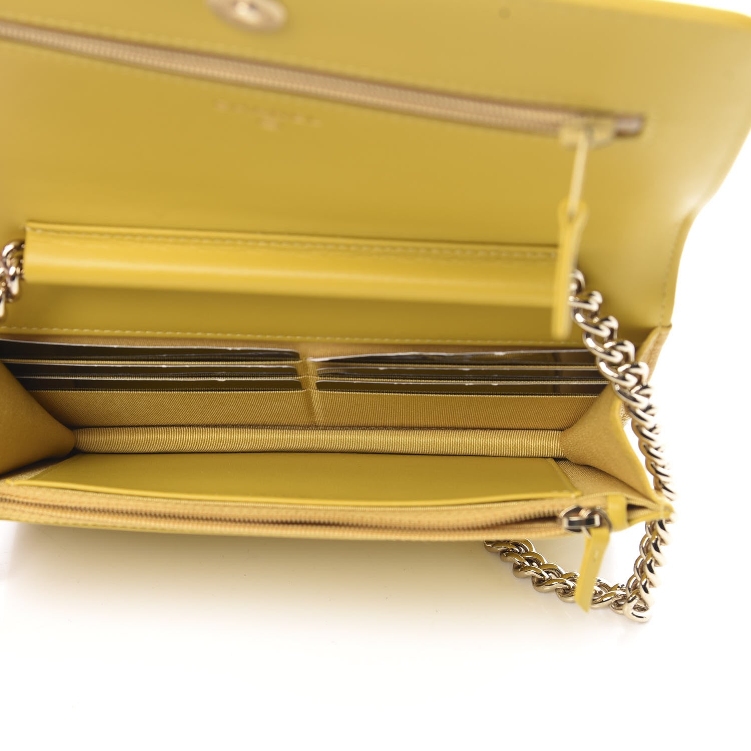 Chanel Caviar Chevron Quilted Boy Wallet On Chain WOC Yellow 5 of 12