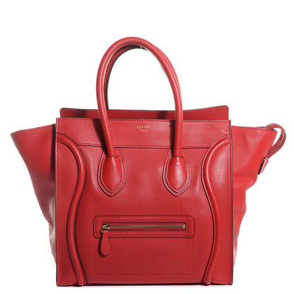 Celine Drummed Calfskin Mini Luggage Coquelicot 1 of 8