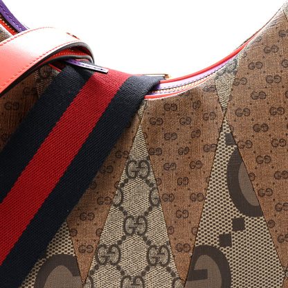 Gucci GG Supreme Monogram Mix Monogram Web Patchwork Large Attache Shoulder Bag Beige Multicolor 7 of 9