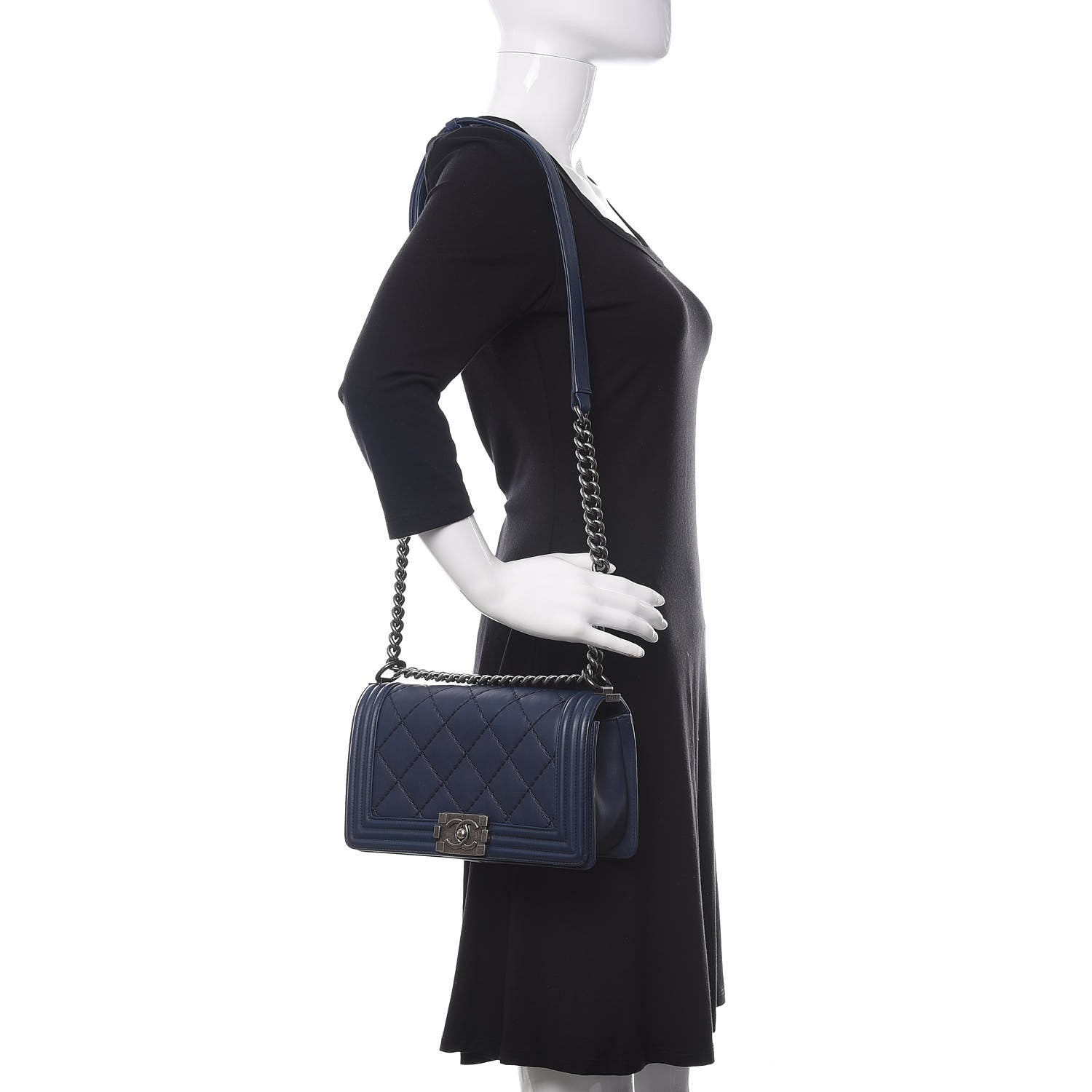Chanel Calfskin Quilted Small Boy Flap Navy 2 of 14