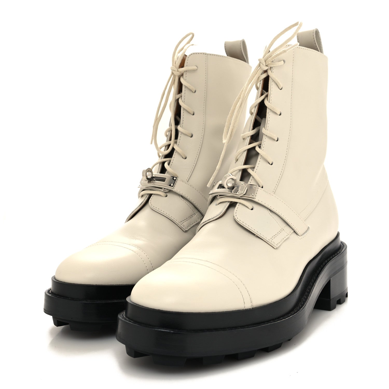 Hermes Glossed Calfskin Funk Ankle Boots 39 Beige Glaise 3 of 8