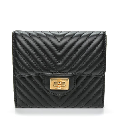 Chanel Aged Calfskin Chevron Reissue Compact Wallet Black 1 of 8