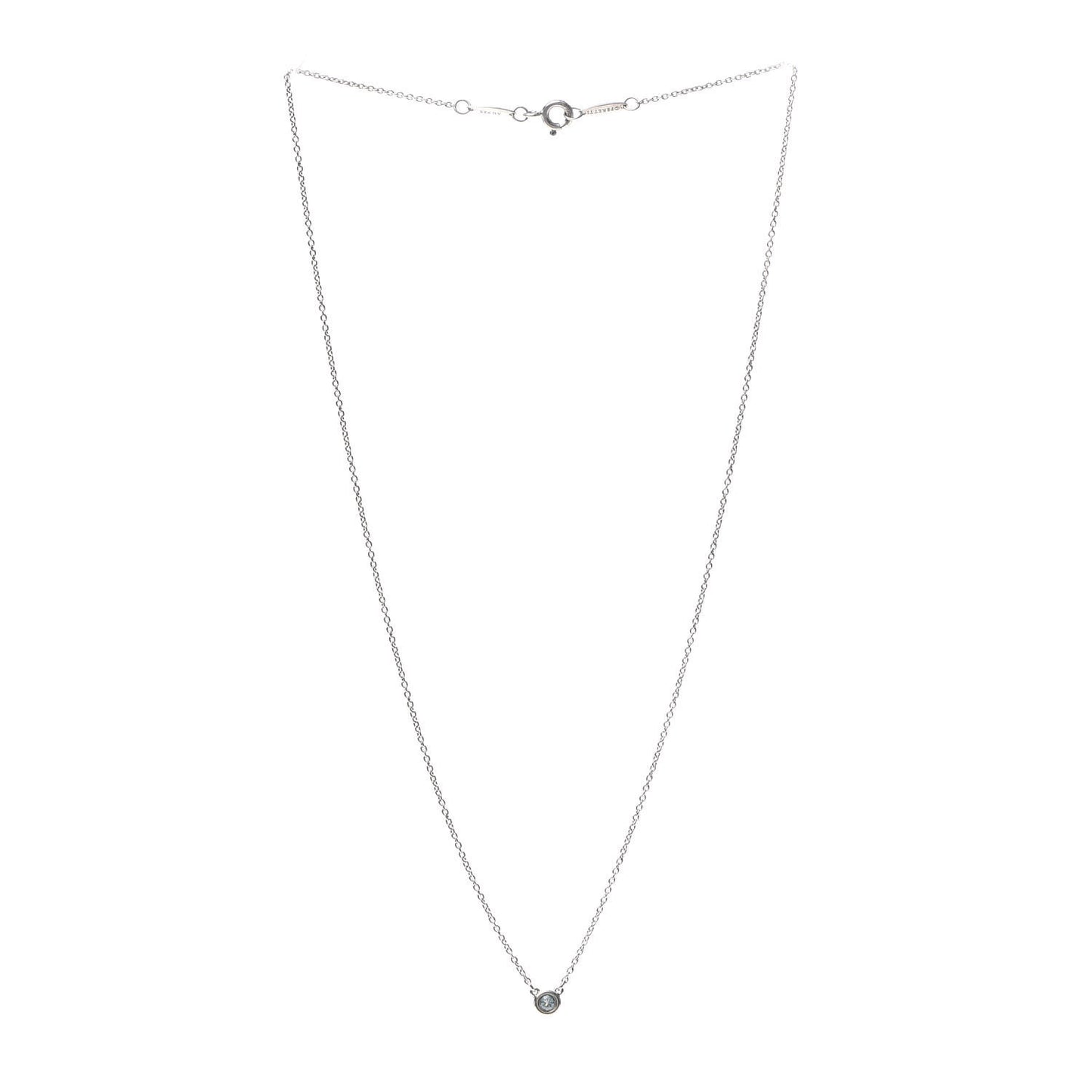 Sterling Silver Aquamarine .06ct Elsa Peretti Color by the Yard Pendant Necklace