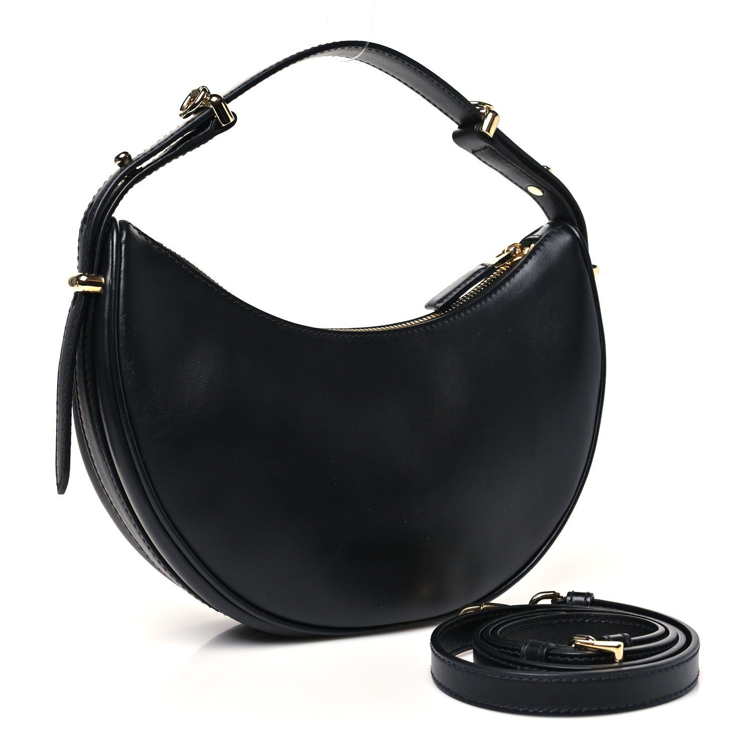 Prada Soft Calfskin Arque Shoulder Bag Black 1836289 – FASHIONPHILE