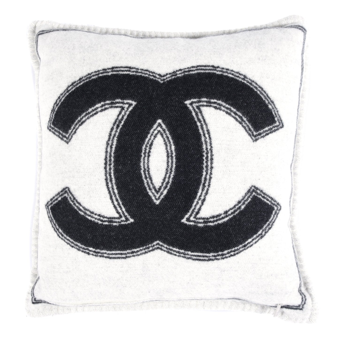 Merino Wool Cashmere CC Pillow Black Beige
