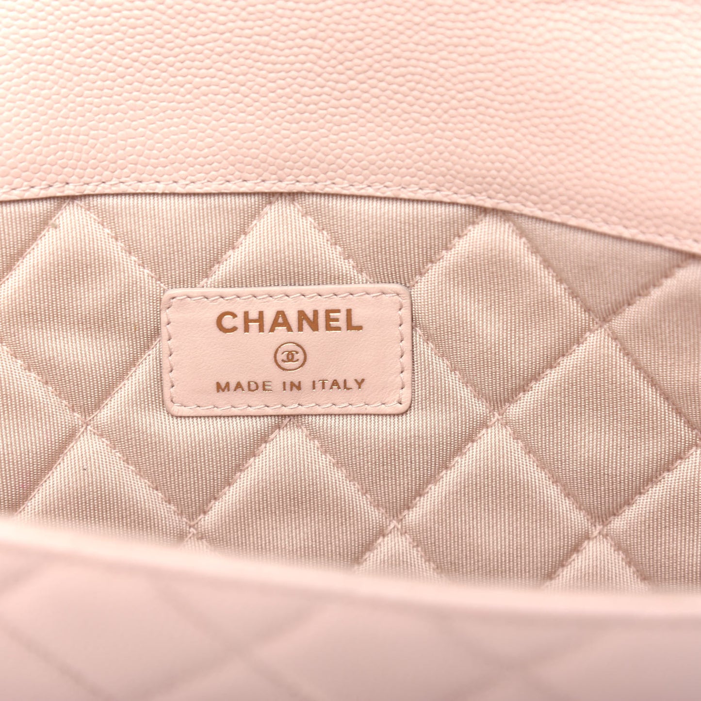 Caviar Quilted Large Golden Class Pouch Light Pink