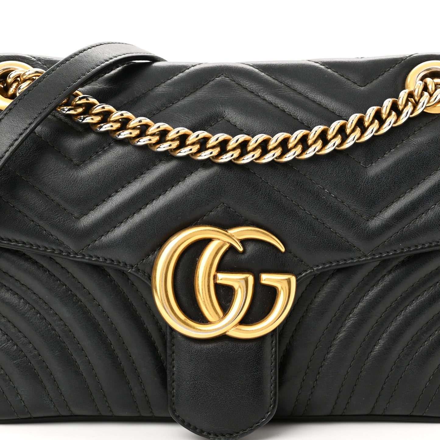 Calfskin Matelasse Small GG Marmont Shoulder Bag Black