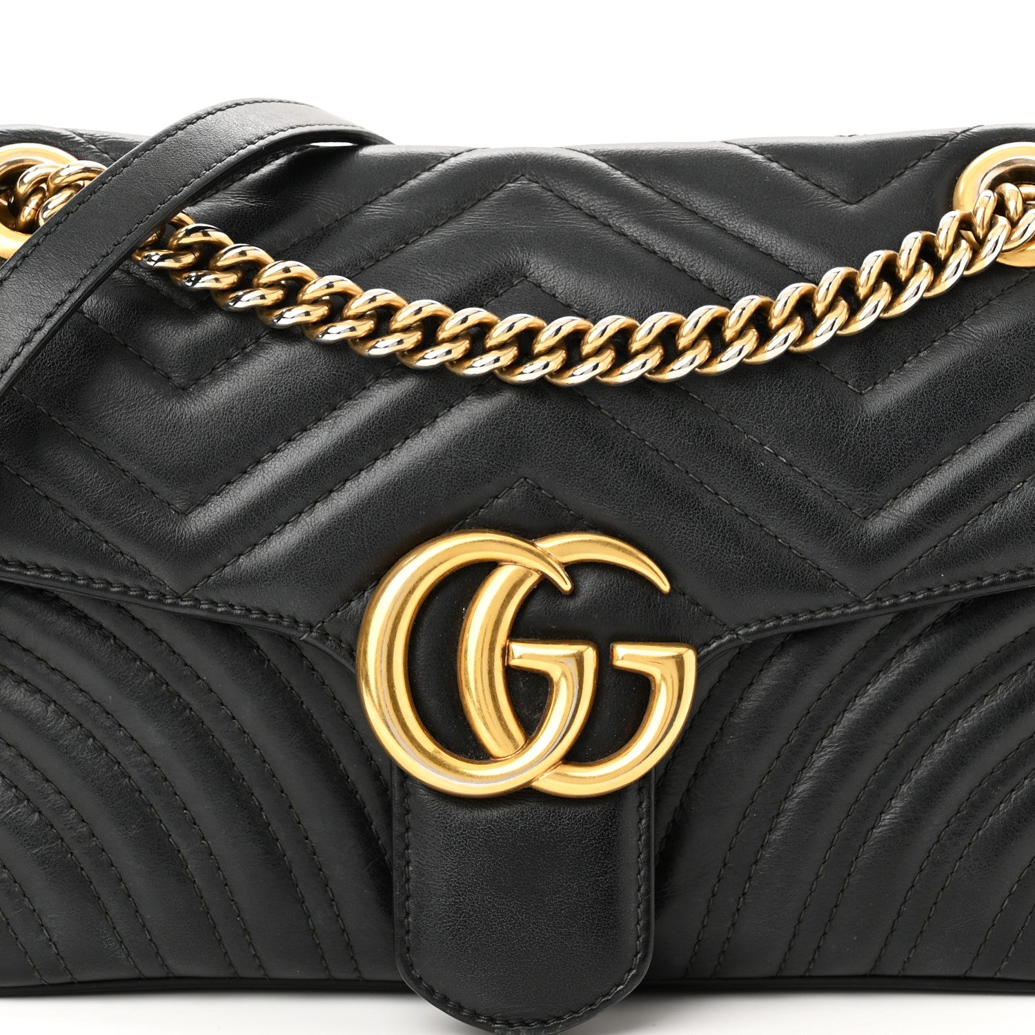 Gucci Calfskin Matelasse Small GG Marmont Shoulder Bag Black 8 of 10
