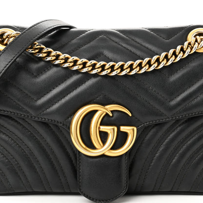 Gucci Calfskin Matelasse Small GG Marmont Shoulder Bag Black 8 of 10