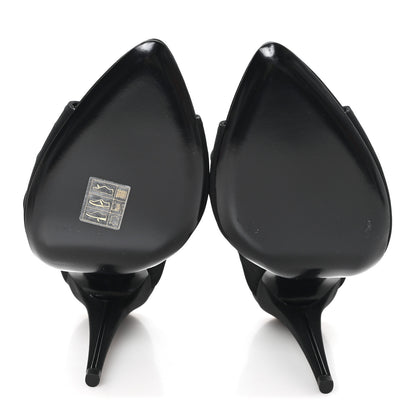 Saint Laurent Crepe Satin Crystal Emilie 110 Sandals 37 Black 6 of 10
