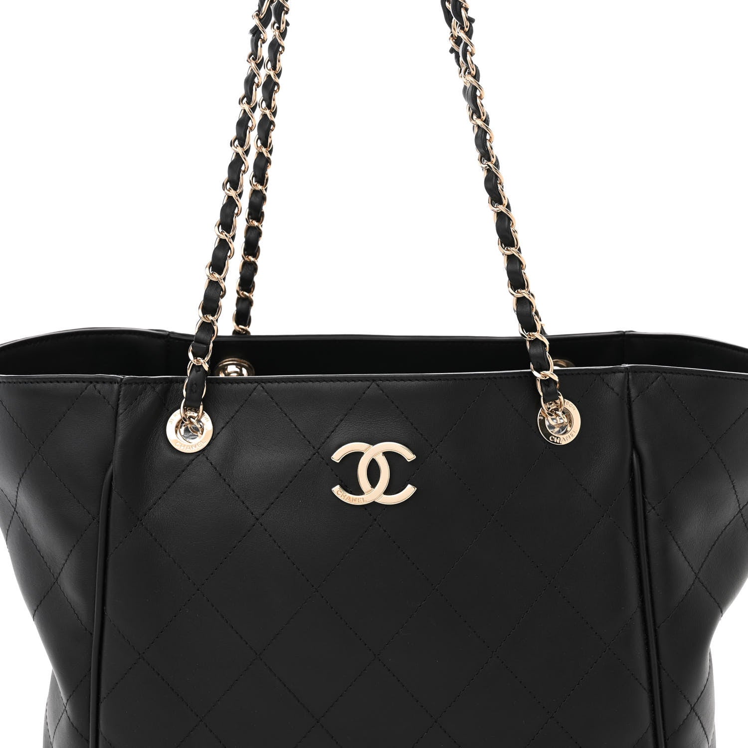Chanel Calfskin Stitched Small Shopping Tote Black 9 of 12