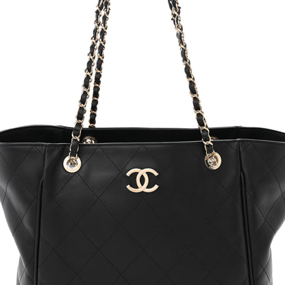 Chanel Calfskin Stitched Small Shopping Tote Black 9 of 12