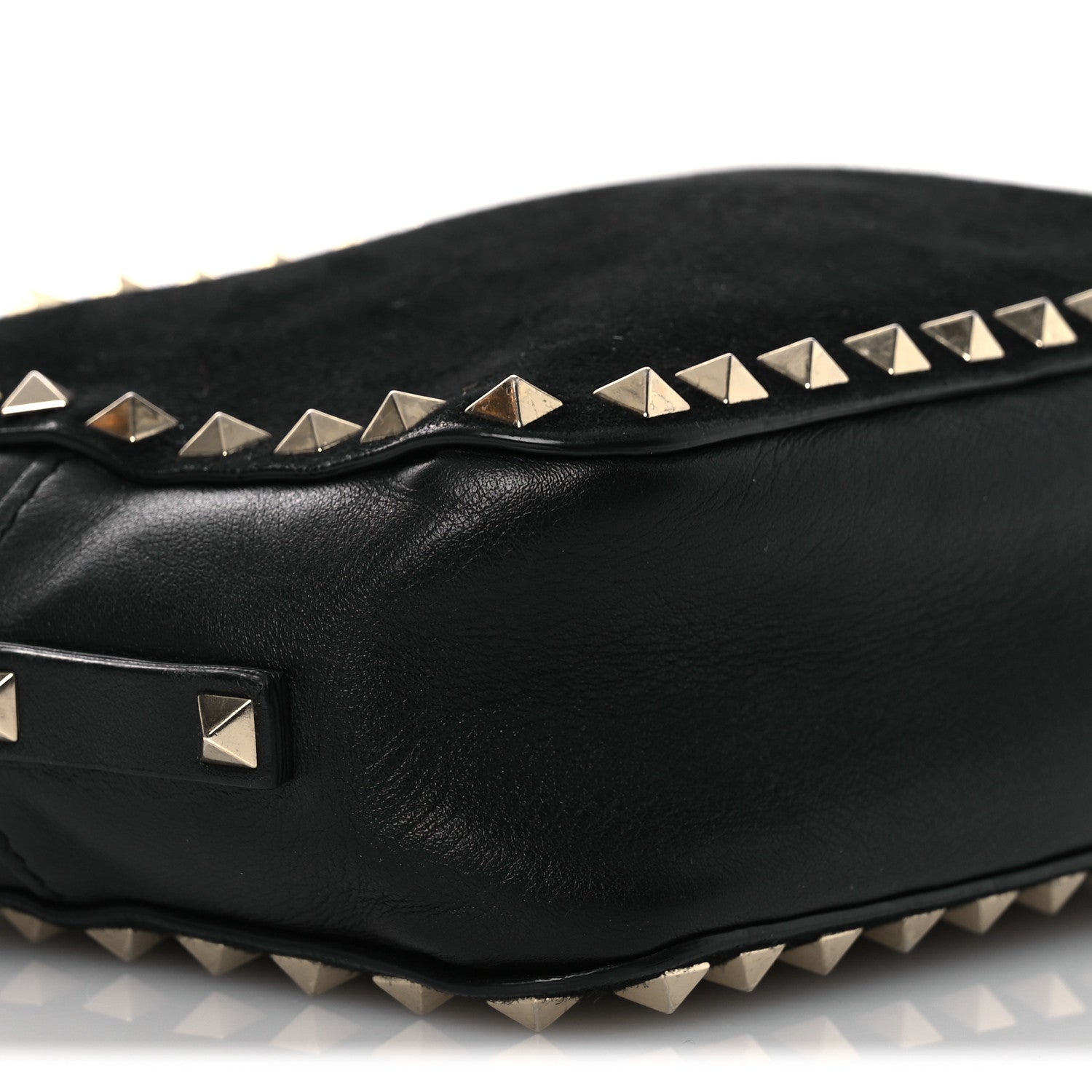 Valentino Garavani Calfskin Suede Rockstud Camera Crossbody Bag Black 8 of 15