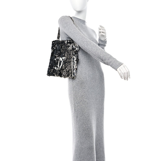 Sequin Summer Night Medium Drawstring Tote Black