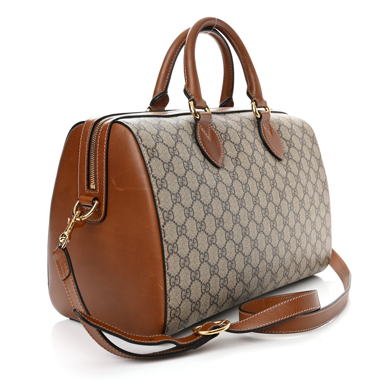 Gucci GG Supreme Monogram Medium Boston Beige Cuir 3 of 10