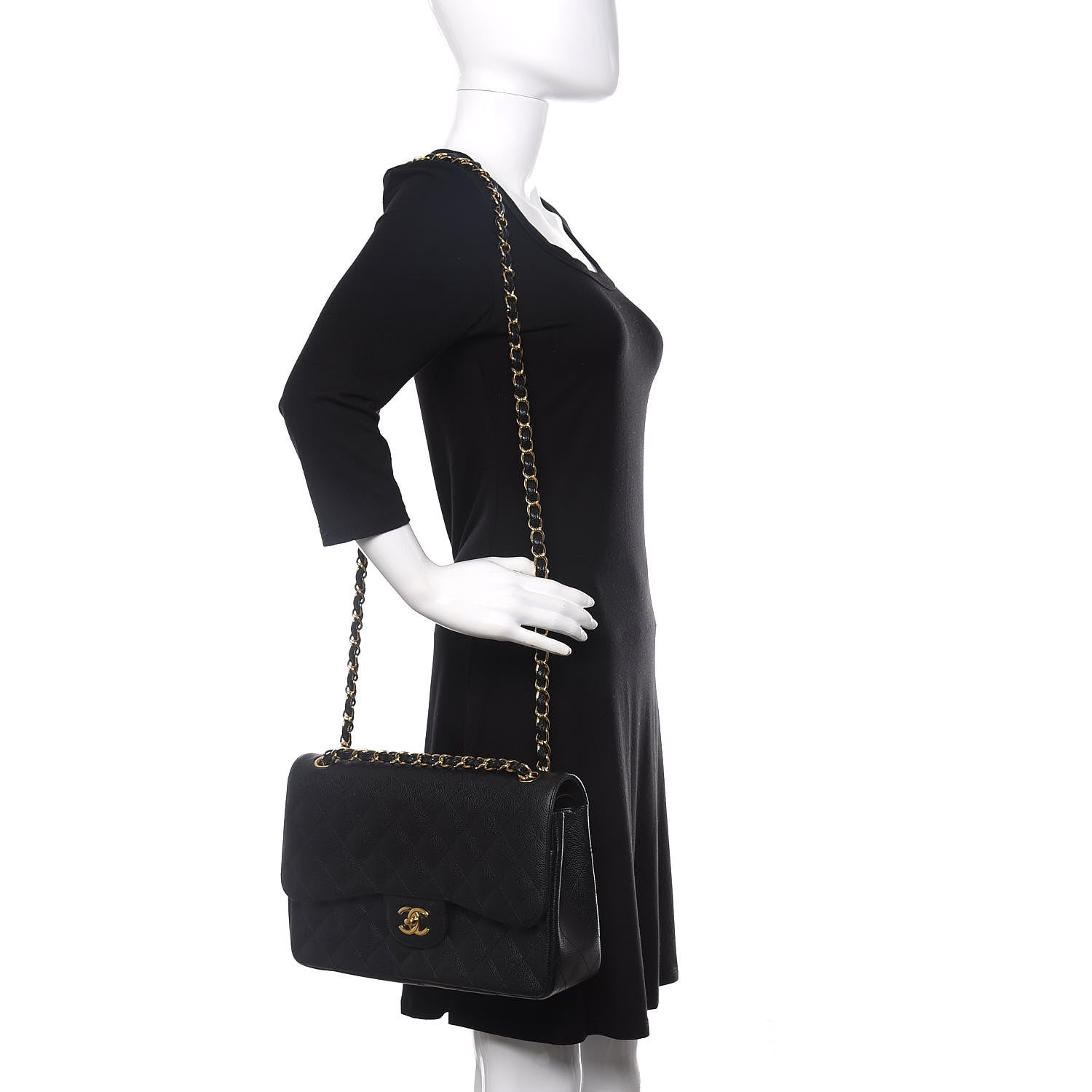 Chanel Caviar Quilted Jumbo Double Flap Black 2 of 11
