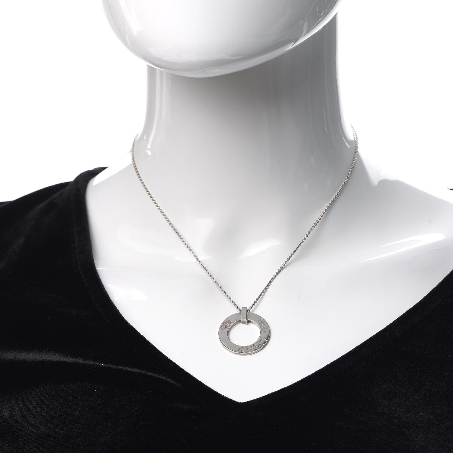 Tiffany Sterling Silver 1837 Open Circle Pendant Necklace 2 of 5