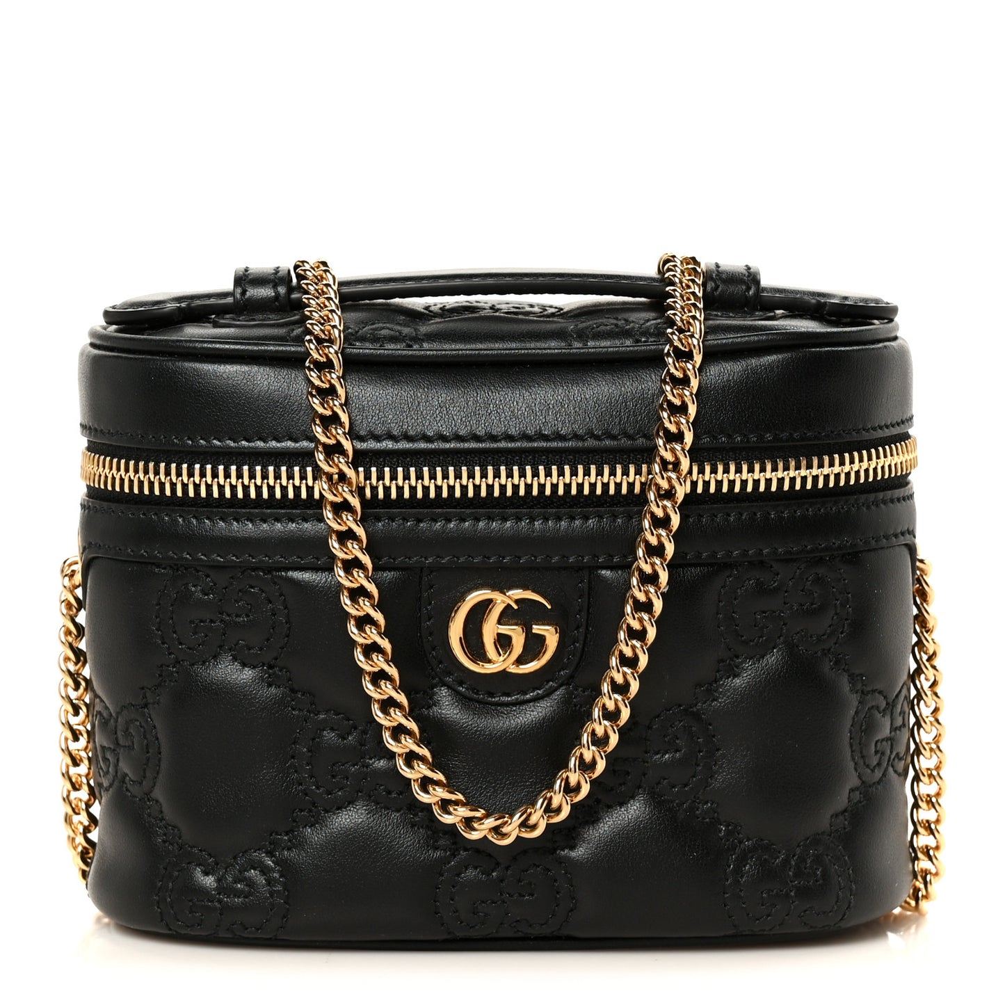 Calfskin GG Matelasse Mini Top Handle Bag Black