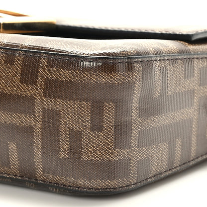 Fendi Glazed Fabric Vitello Century FF 1974 Mini Baguette Mogano Panna 9 of 9