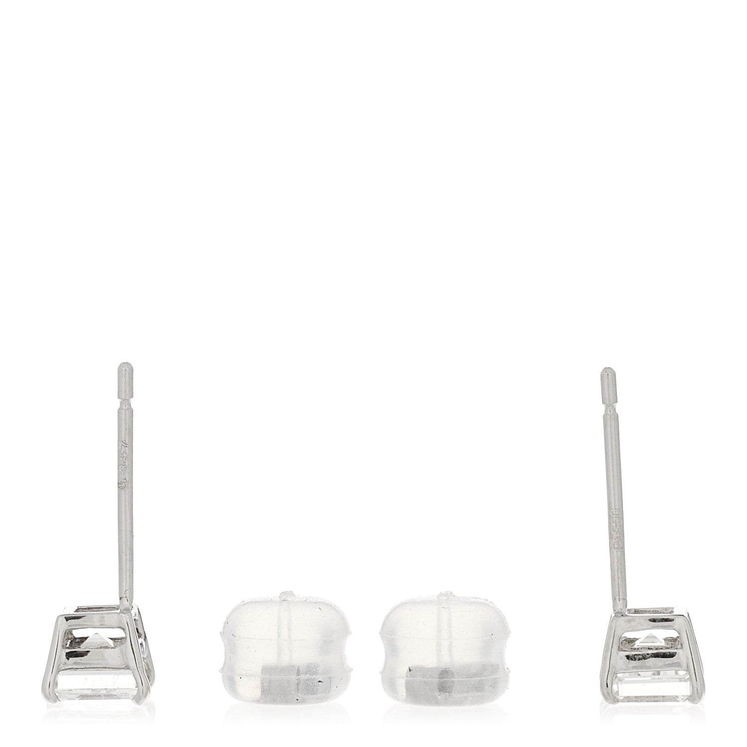 Parker & West by FASHIONPHILE Platinum Diamond .68ct Square Cut Solitaire Earrings 3 of 6