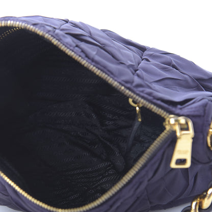 Prada Tessuto Nylon Chevron Quilted Shoulder Bag Plum 5 of 9