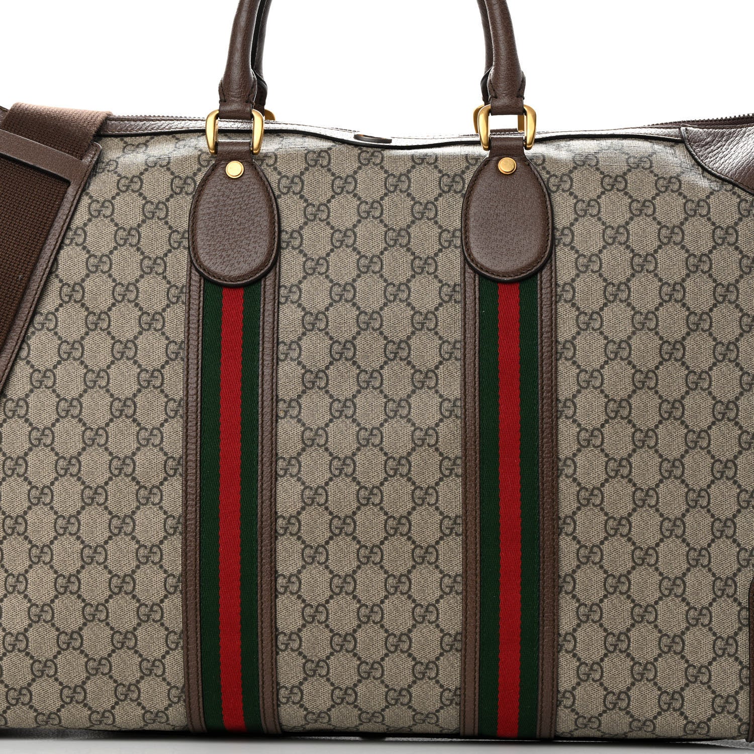 Gucci GG Supreme Monogram Web Large Ophidia Carry-On Duffle Bag Beige New Acero 8 of 18