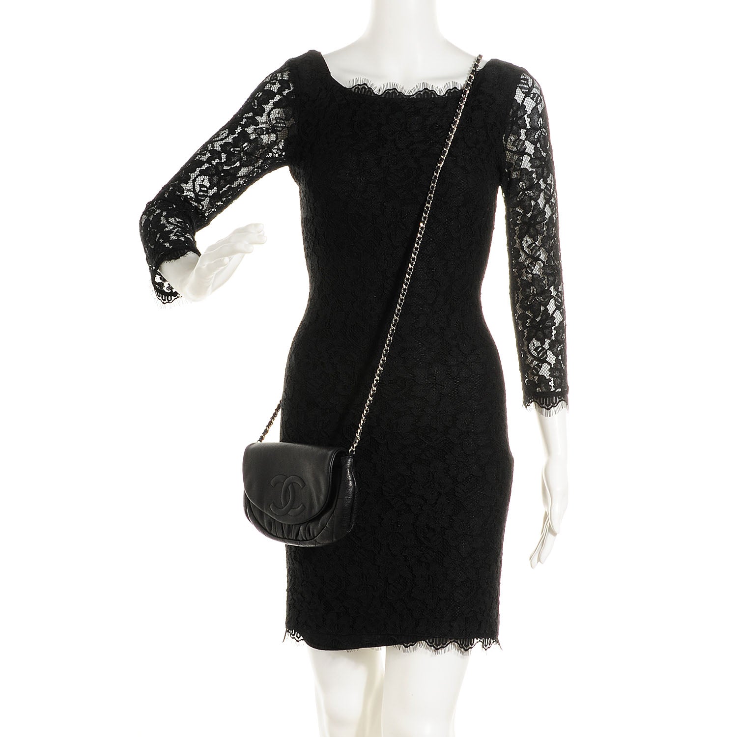 Chanel Caviar Half Moon Wallet On Chain WOC Black 2 of 11