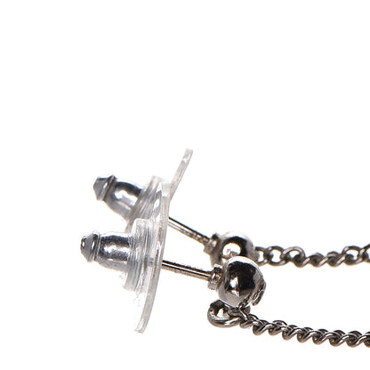 Chanel Baguette Crystal CC Drop Earrings Silver 3 of 4
