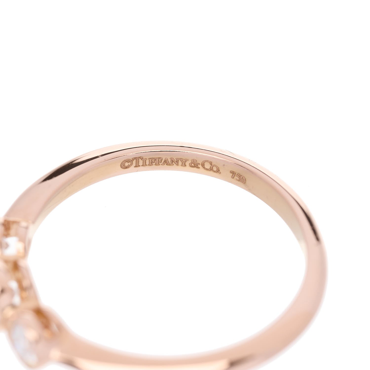 Tiffany 18K Rose Gold Diamond Three Stone Milgrain Ring 49 5 4 of 5