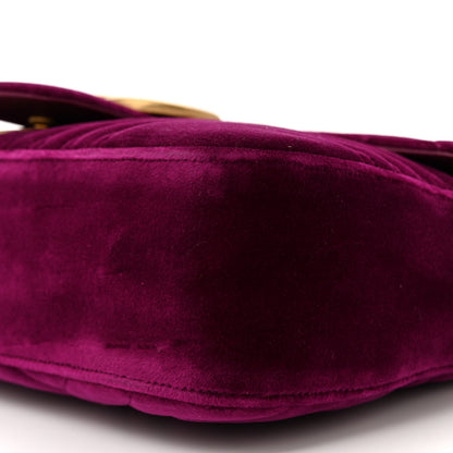 Gucci Velvet Matelasse Medium GG Marmont Shoulder Bag Fuchsia Violet Cyclamen 10 of 10