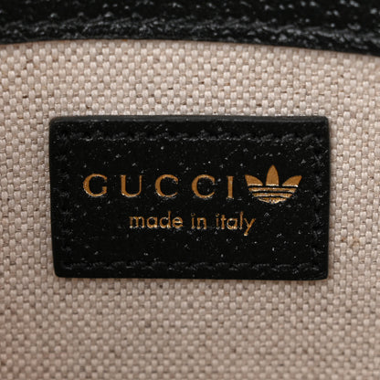 Gucci X ADIDAS Textured Dollar Calfskin Web Trefoil Mini Horsebit 1955 Shoulder Bag Black Off White 6 of 10