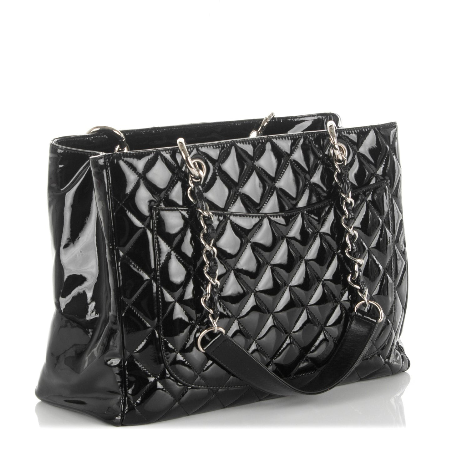 Patent Quilted Grand Shopping Tote GST Black