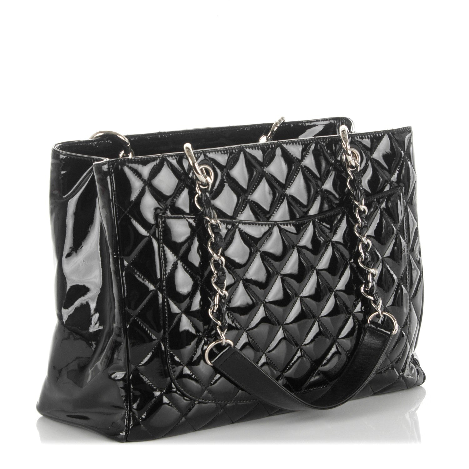 Chanel Patent Quilted Grand Shopping Tote GST Black 3 of 11