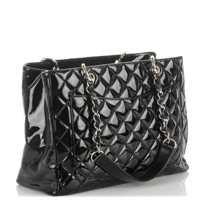 Chanel Patent Quilted Grand Shopping Tote GST Black 3 of 11