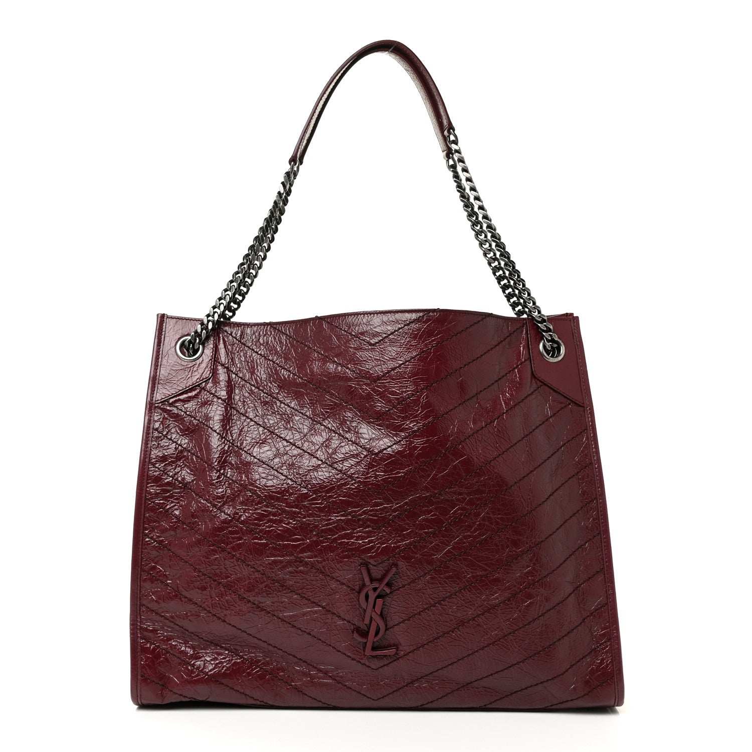 Saint Laurent Crinkled Calfskin Matelasse Monogram Niki Shoulder Bag Rouge Legion 1 of 11